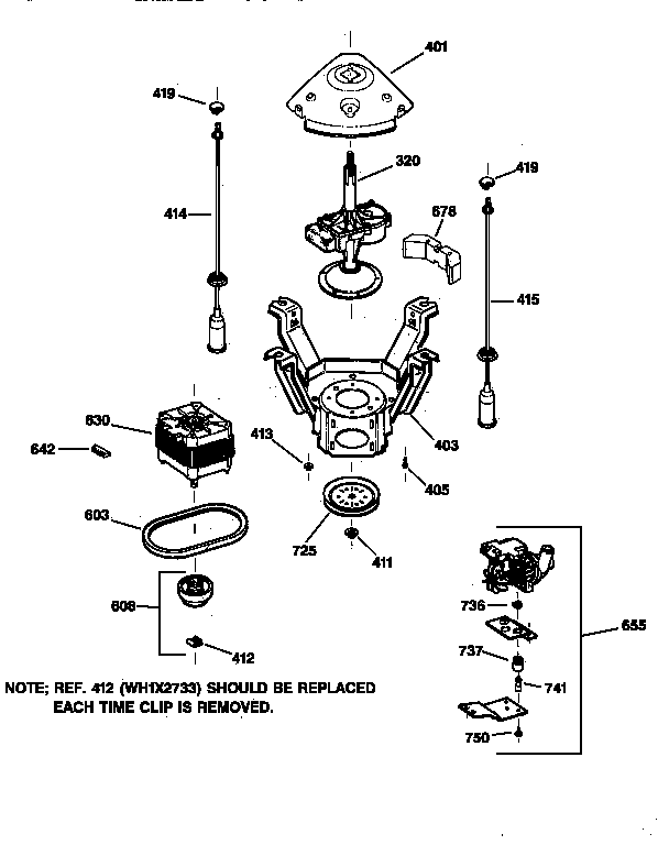 Hotpoint VISR208DT8WW suspension, pump & drive components diagram