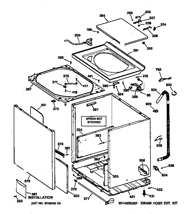 Hotpoint VISR309JT8AA cabinet, cover & front panel diagram