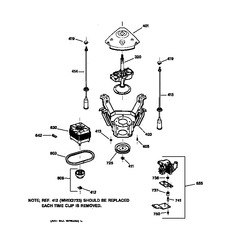 Hotpoint VISR309JT8AA suspension, pump & drive components diagram
