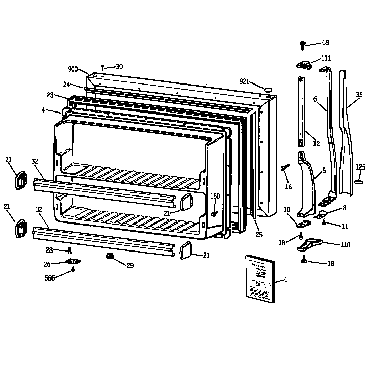Hotpoint CTX18EAZLRWW freezer door diagram