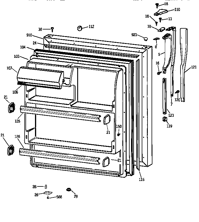 Hotpoint CTX18EAZLRWW fresh food door diagram