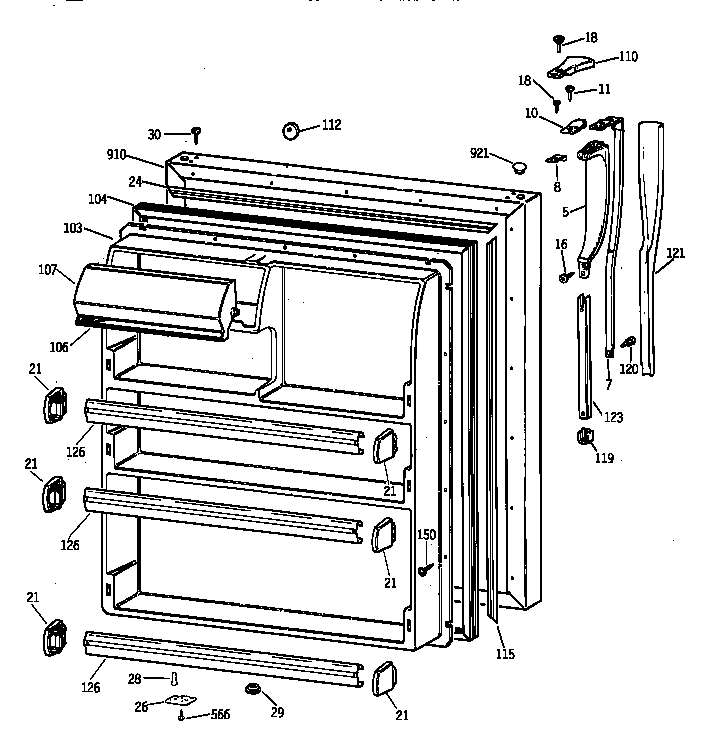 Hotpoint CTX21DIZKRWW fresh food door diagram