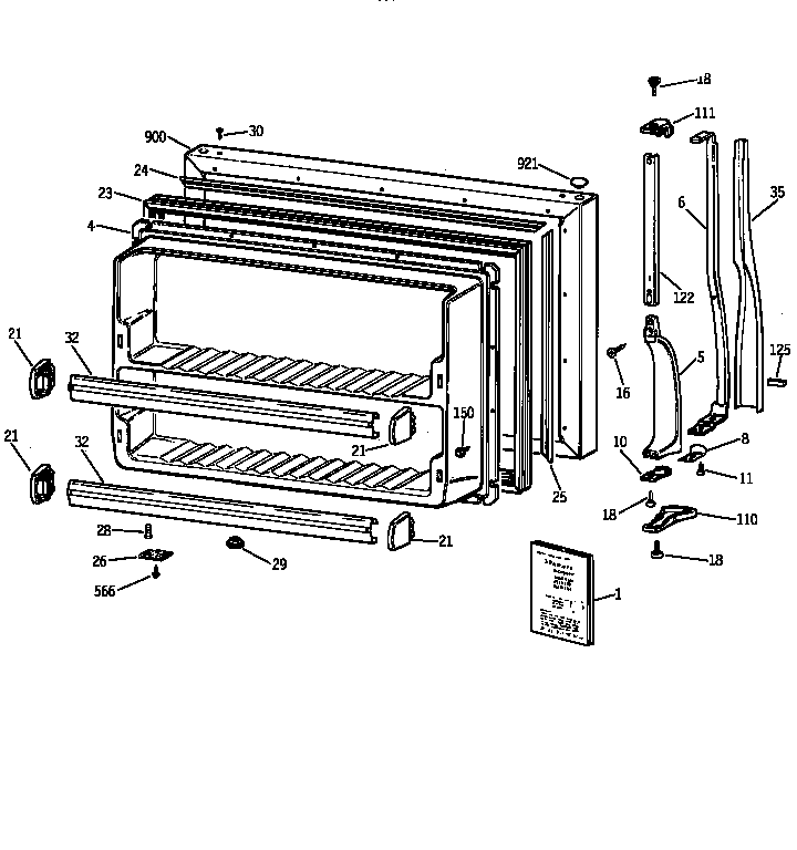 GE MTX21DIZHRWW freezer door diagram