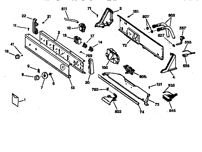 GE YWSR2100T8WW controls & backsplash diagram