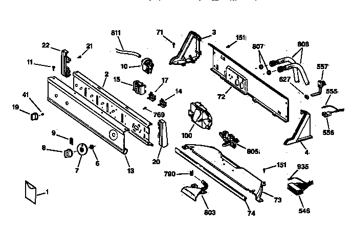 GE YWSR2100V0WW controls & backsplash diagram