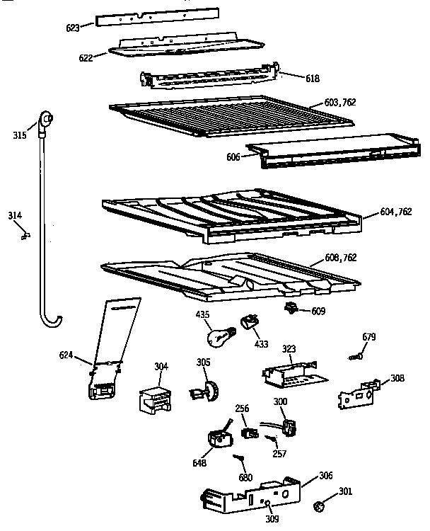 GE TBX24JAZERAA compartment separator parts diagram