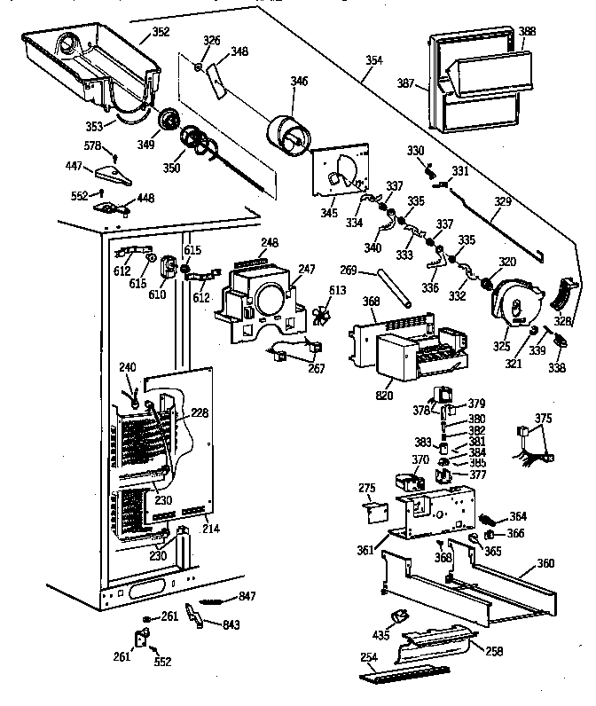 GE TPG24PFZCWW freezer section diagram