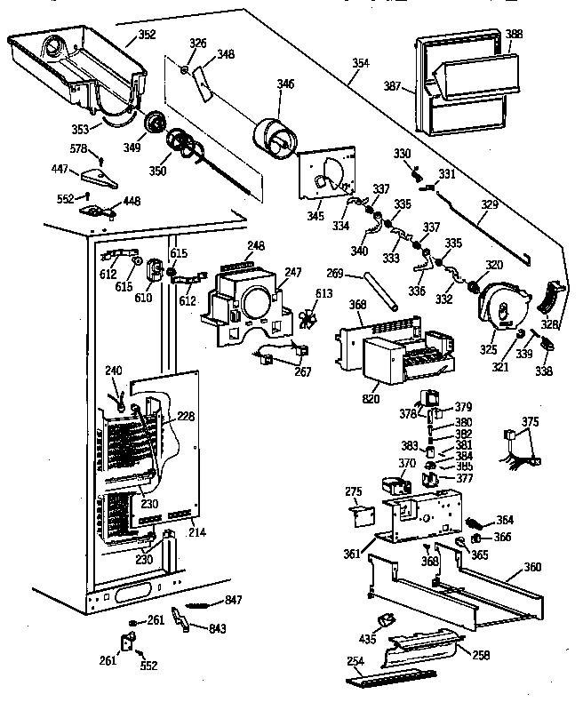 GE TPG24PRZCBB freezer section diagram