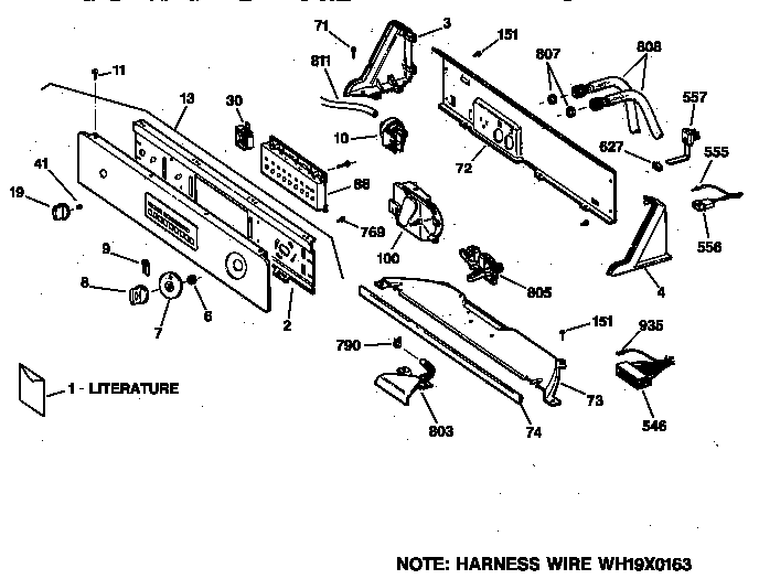 GE WPSQ3120TAWW controls & backsplash diagram