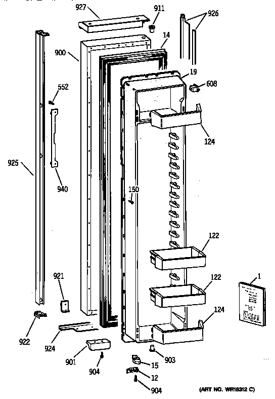 GE TPJ24BIZCWW freezer door diagram