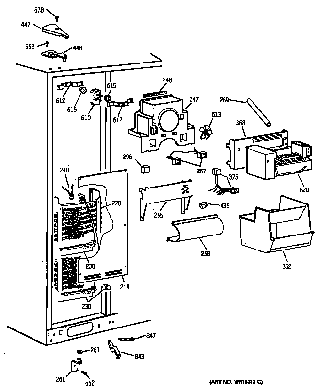 GE TPJ24BIZCWW freezer section diagram