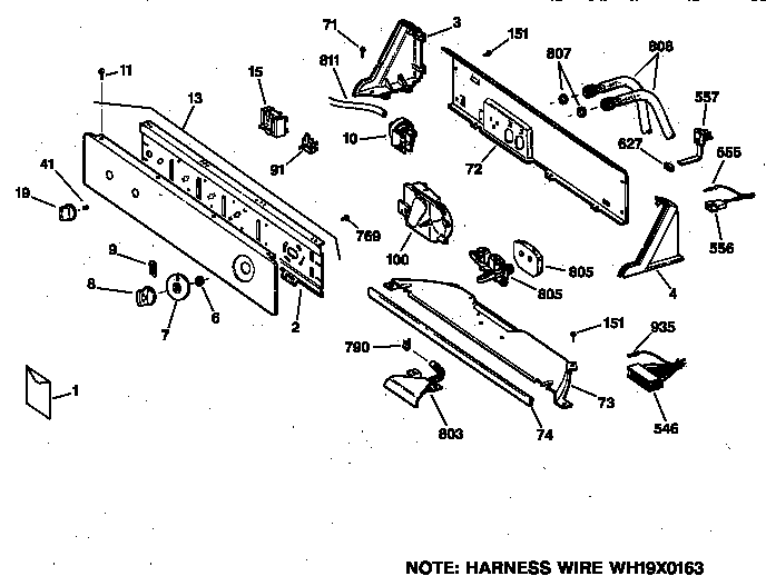 GE WISR106HTAWW controls & backsplash diagram