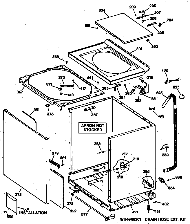 GE WISR106HTAWW cabinet, cover & front panel diagram