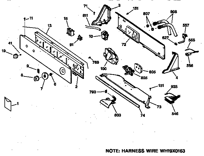 GE WISR208JTAAA controls & backsplash diagram