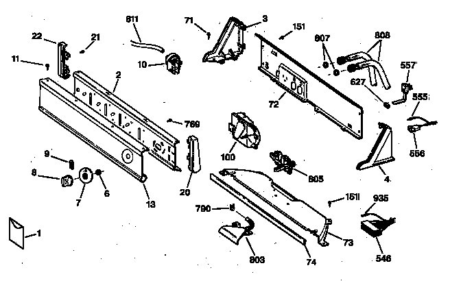 GE WLXR1020TAWB controls & backsplash diagram