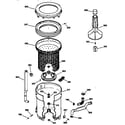 GE WLXR1020TAWB tub, basket & agitator diagram
