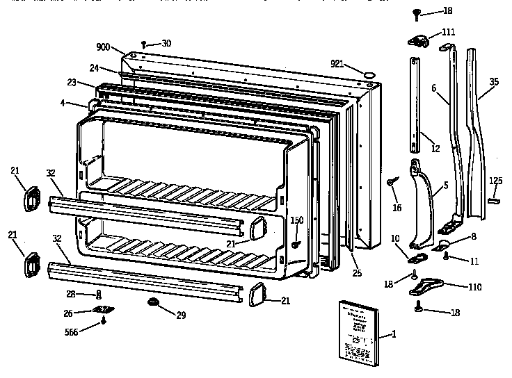 GE MTX18GIZKRWW freezer door diagram