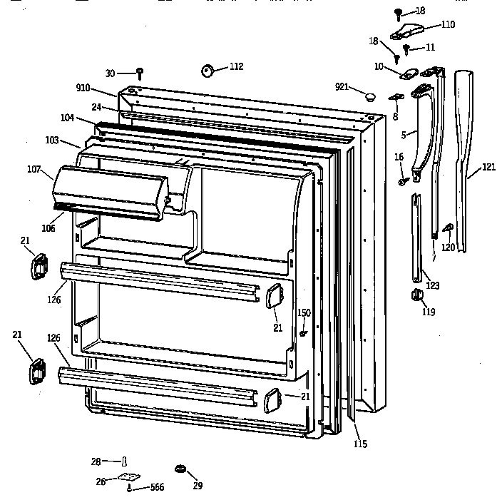 GE MTX18GIZKRWW fresh food door diagram