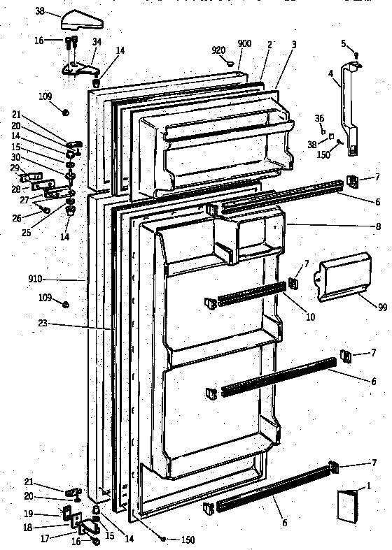 GE TBX12SAXCLAD doors diagram