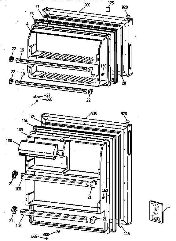 GE TBX14SYZFRAD doors diagram
