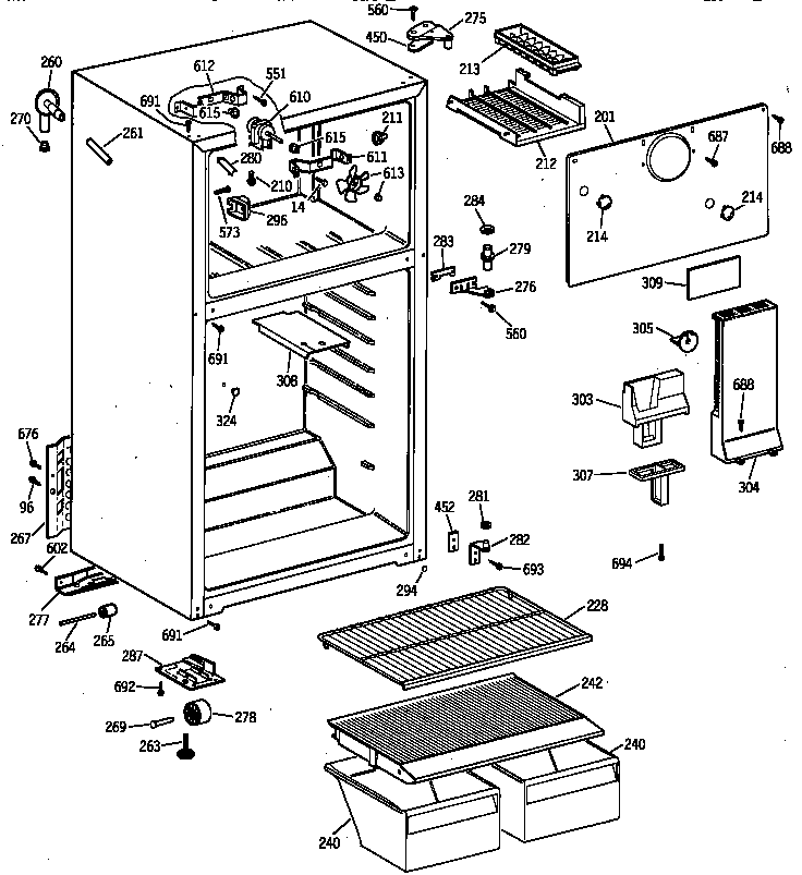 GE TBX16SSZFRAD cabinet diagram