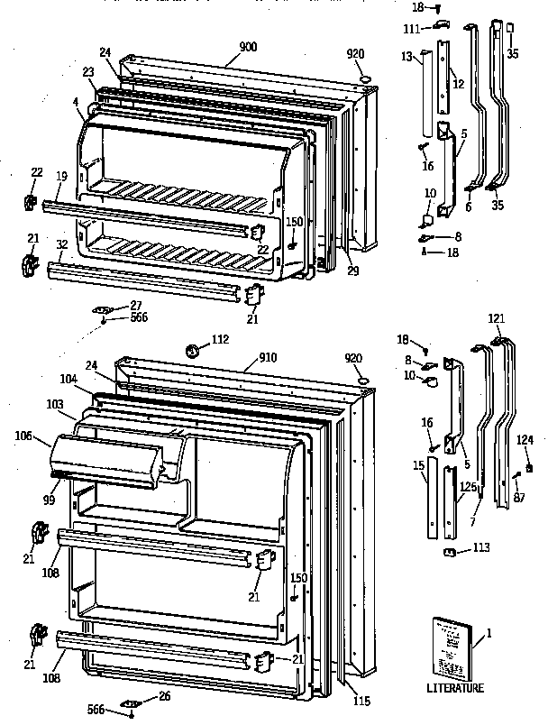 GE TBX16JAZFRAD doors diagram