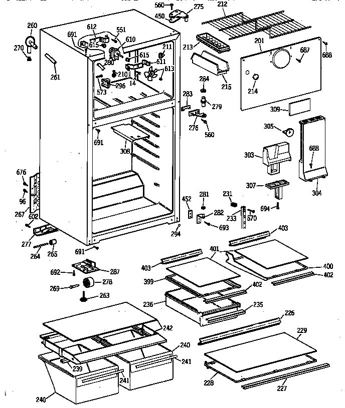 GE TBX16JAZFRAD cabinet diagram
