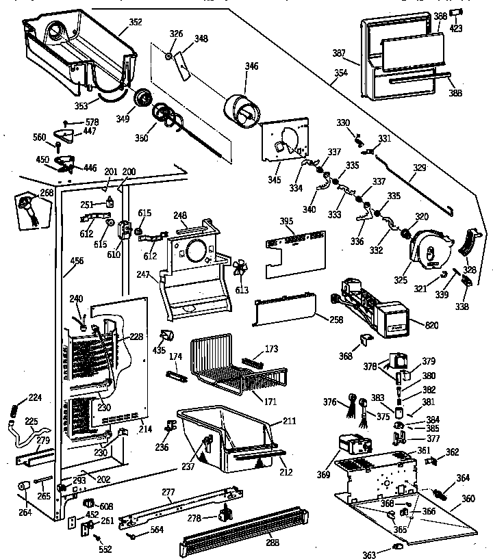 GE TFX25VRAAAA freezer section diagram