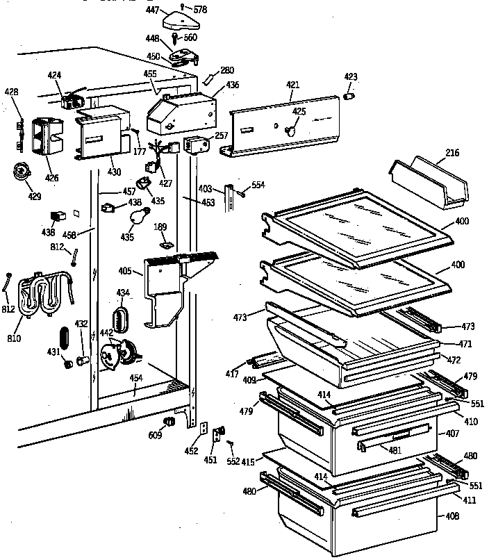 GE TFX25VRAAAA fresh food section diagram