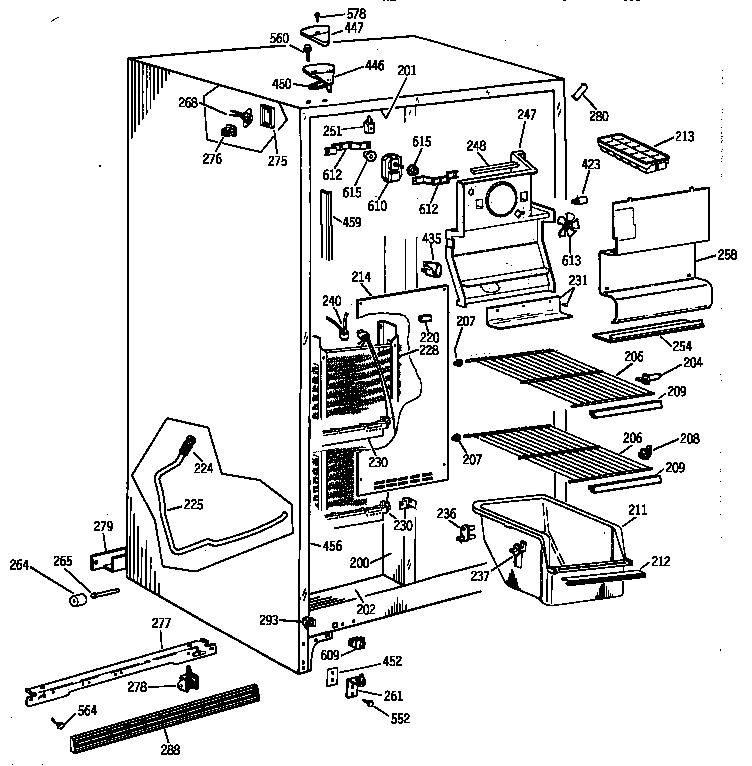 Hotpoint CSK20GAAAAD freezer section diagram