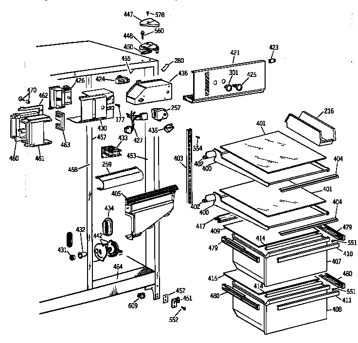 Hotpoint CSK20GAAAAD fresh food section diagram