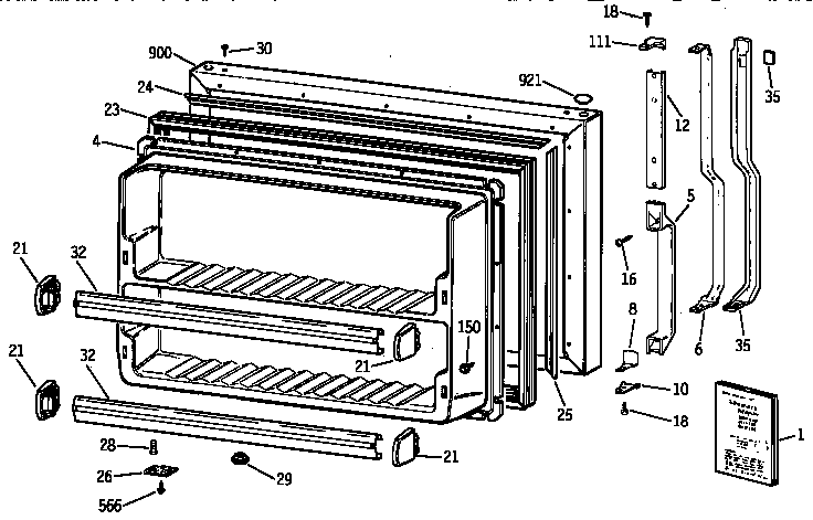 GE MTX21GABBRAA freezer door diagram
