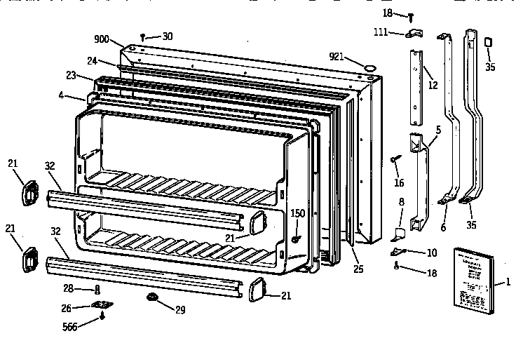 GE MTX21EABBRAA freezer door diagram
