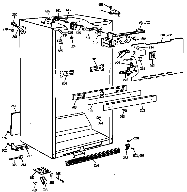 GE MTX21EABBRAA cabinet parts diagram