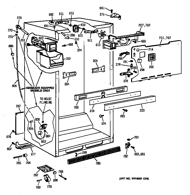 GE MTX18GABARAA cabinet parts diagram