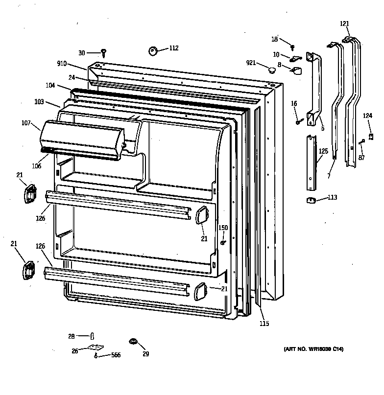 GE MTX18GIBBRWW fresh food door diagram
