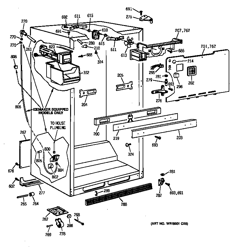 GE MTX18GIBBRWW cabinet parts diagram