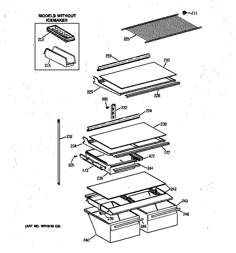GE MTX18GIBBRWW shelf parts diagram