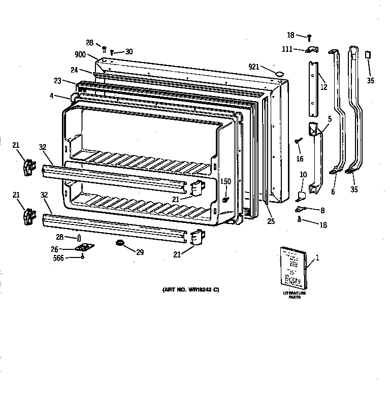 GE TBX21JAZBRWW freezer door diagram