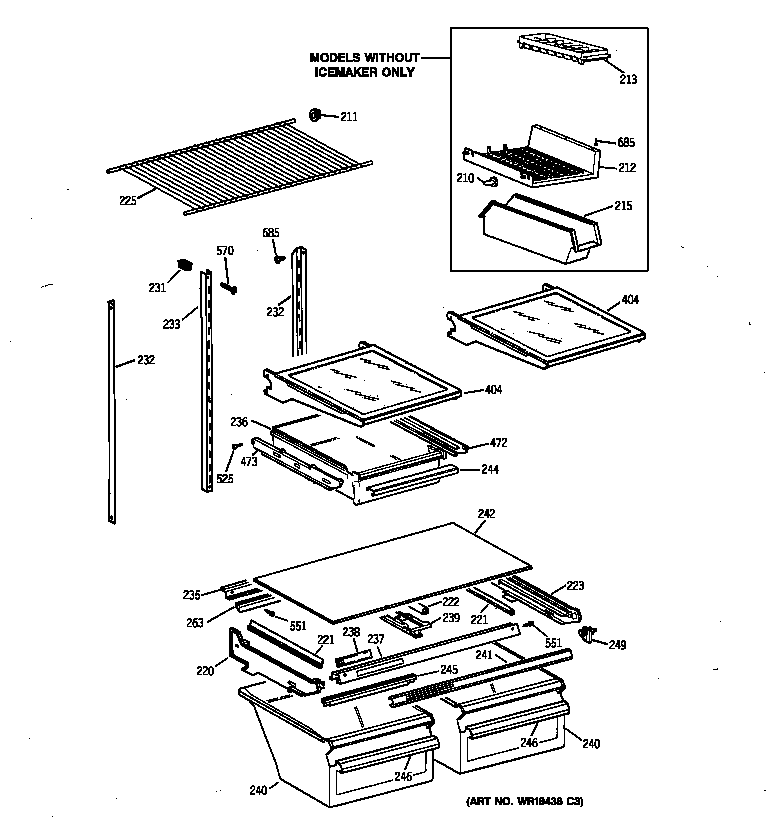 GE TBX21JAZBRWW shelf parts diagram