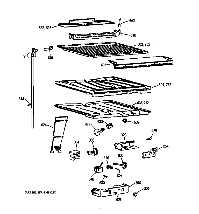 GE TBX21JAZBRWW compartment separator parts diagram