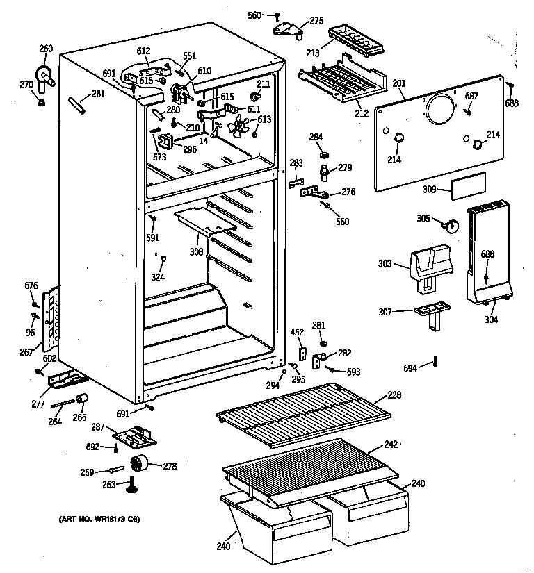 GE TBX16SYZGLWH cabinet diagram