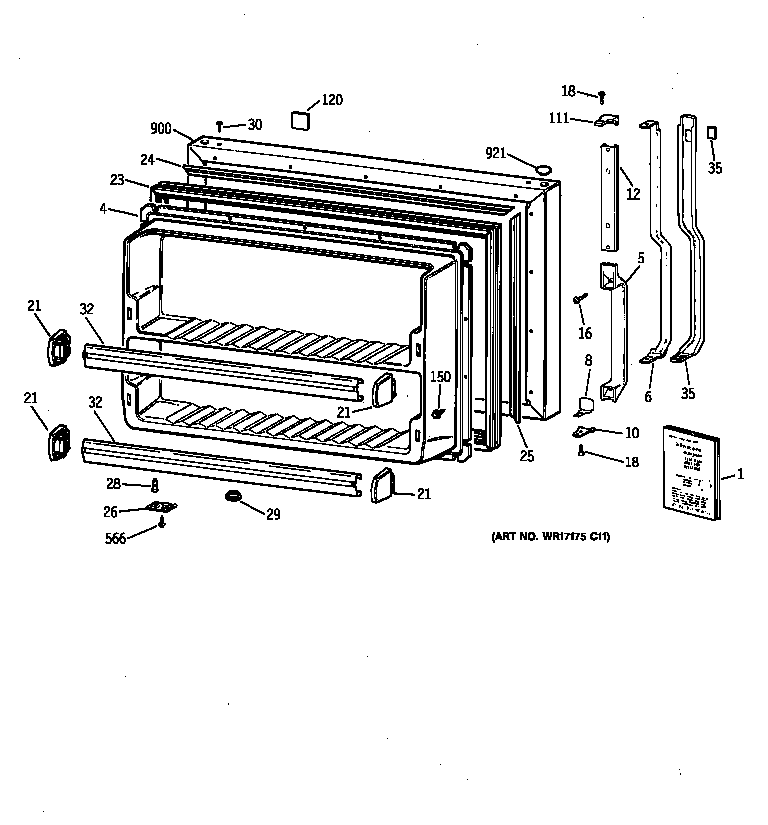 Hotpoint CTI18GIBGRWW freezer door diagram