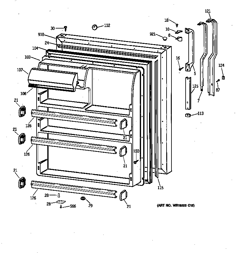 Hotpoint CTT21GABGRWW fresh food door diagram