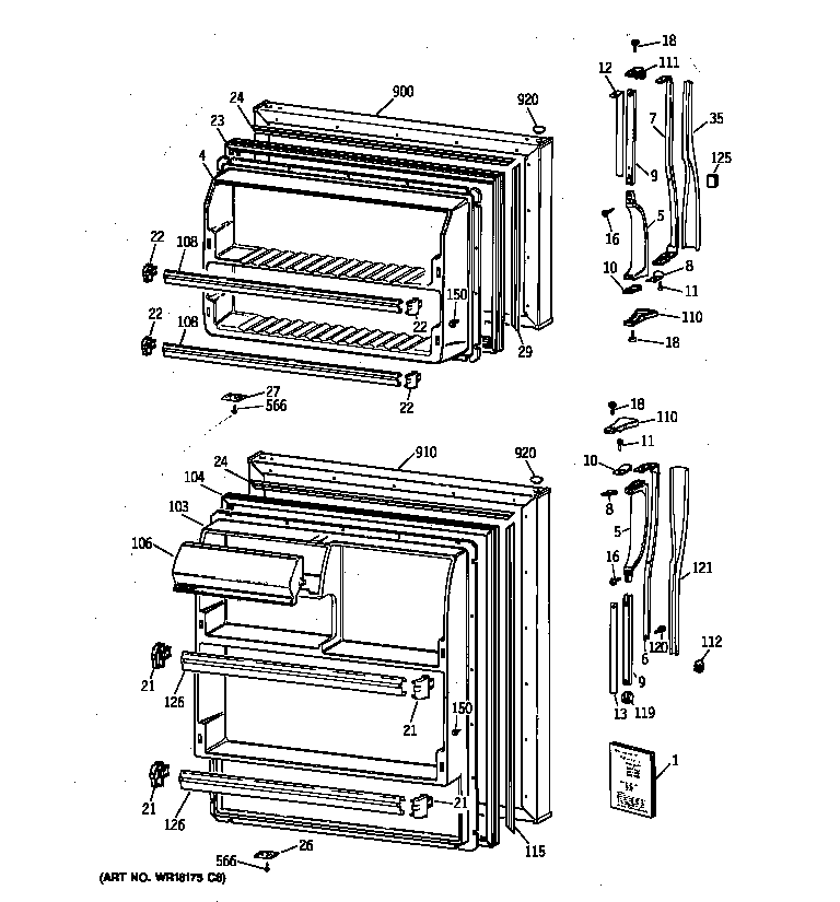 Hotpoint CTX14CIZFLWH doors diagram