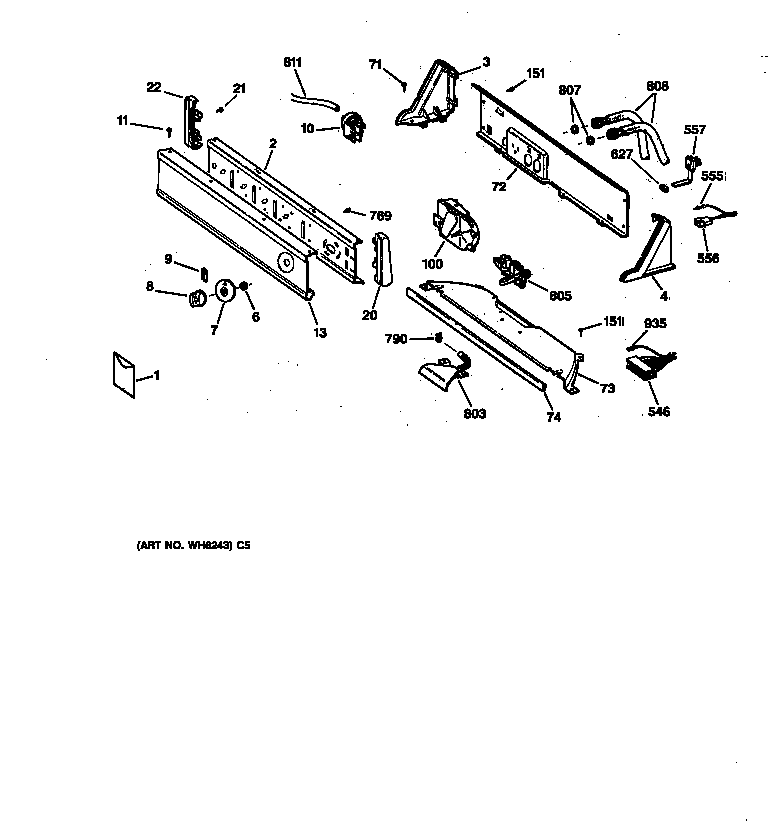 Hotpoint VVXR1040TAWB controls & backsplash diagram