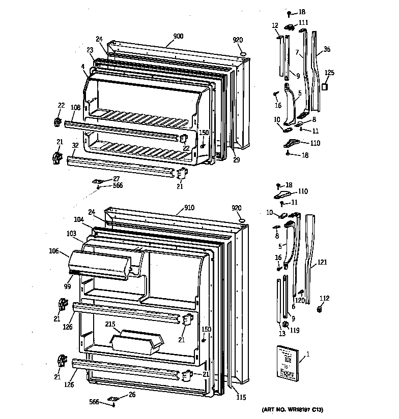 GE MTG16EACBRWW doors diagram