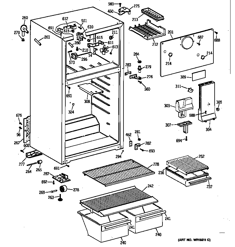 GE MTG16EACBRWW cabinet diagram