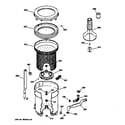 GE YWSR4100V1WW tub, basket & agitator diagram