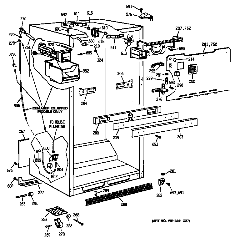 GE TBX24JIBCRWW cabinet parts diagram